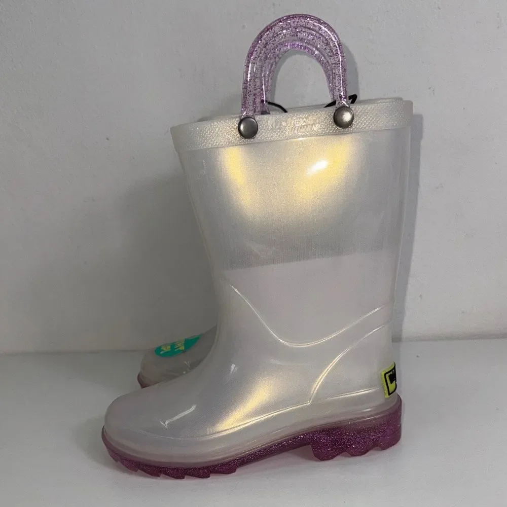 Western Chief Light-Up Kids Rain Boots - White and Purple. NWT